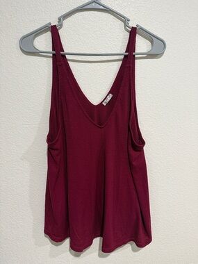 5 for $10 Free People Intimately Burgundy oversized large Ribbed V-Neck Tank